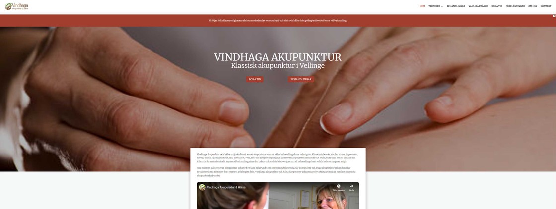an image of vindhaga.se first page